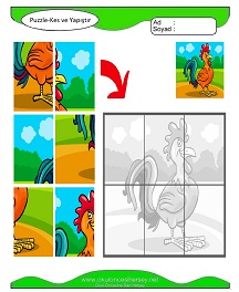 Puzzle Kes Yapıştır Çalışma Sayfaları